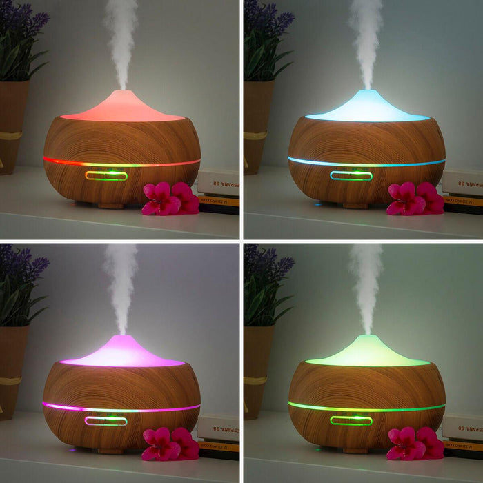 Humidificador Difusor de Aromas con LED Multicolor Wooden-Effect