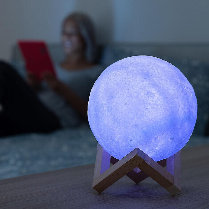 Lámpara de luz LED en forma de Luna, luz de noche con impresión en 3D recargable y regulable