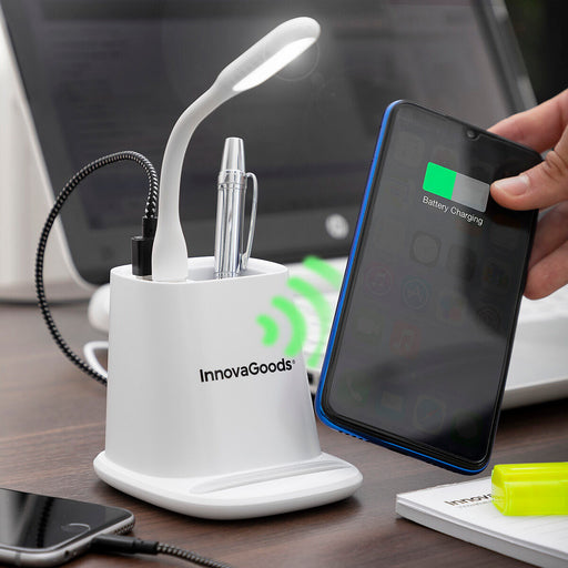 Cargador Inalámbrico con Soporte-Organizador y Lámpara LED USB 5 en 1 DesKing InnovaGoods - Smart Shop online